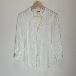 Anthropologie White Button-Up Women's Top, Size 10